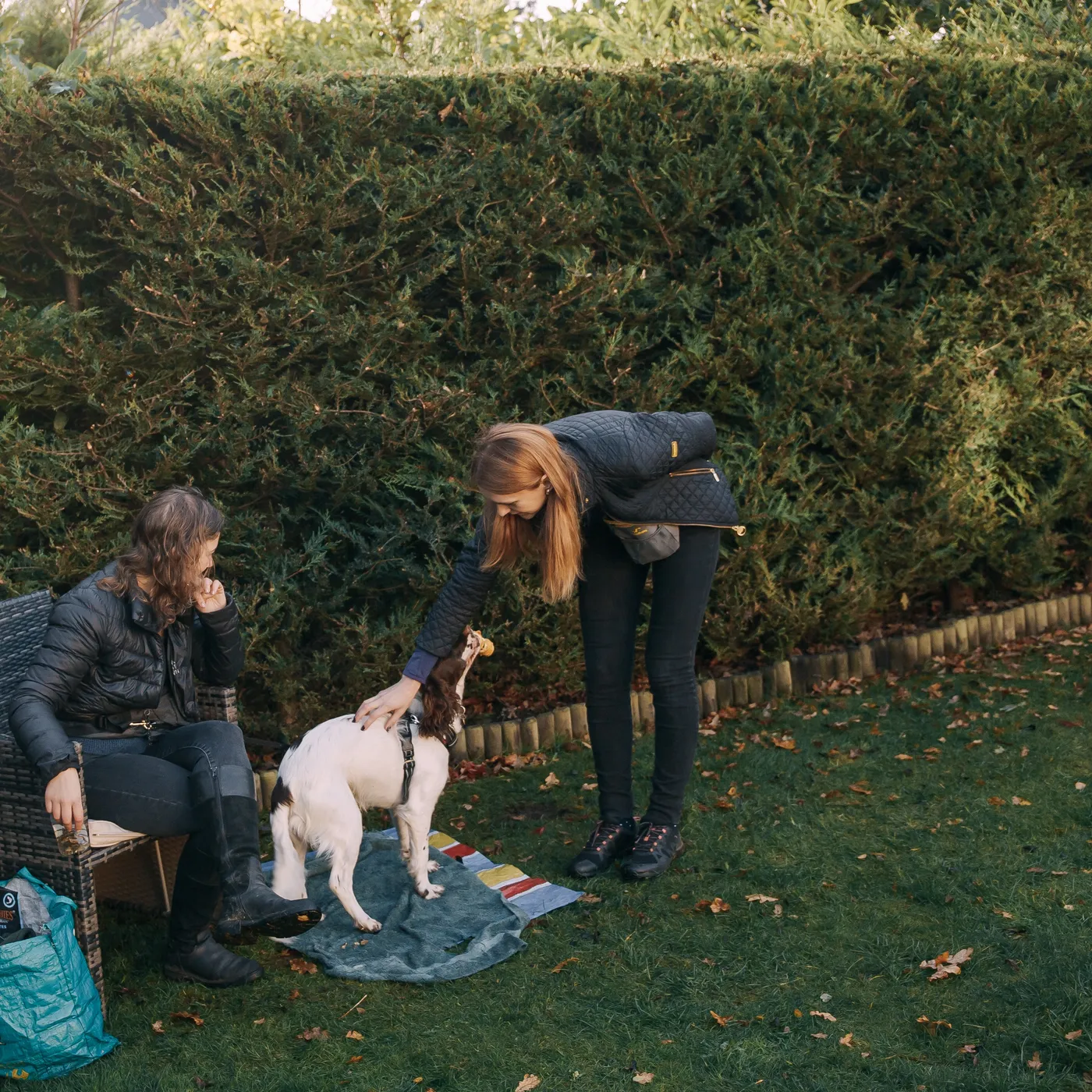 Katya working one to one with an owner and her dog